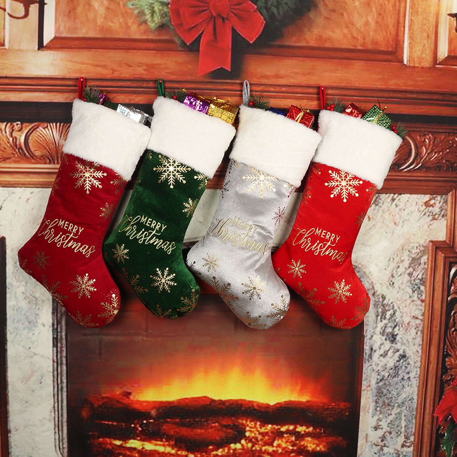 Sophisticated Christmas Stocking with Velvety Material and Soft Cuff-Theone Apparel