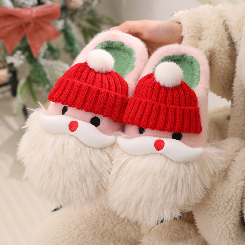 Super Soft and Fluffy White and Red Santa Clause 3D Slippers-Theone Apparel
