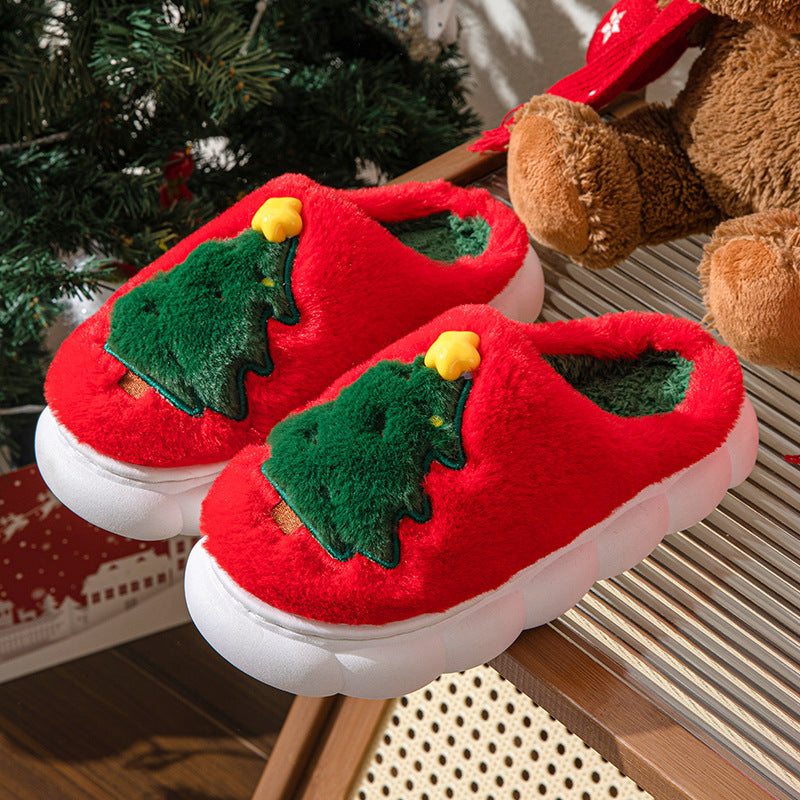 Ultra pluche en zachte kerstboom slippers met tractiezolen