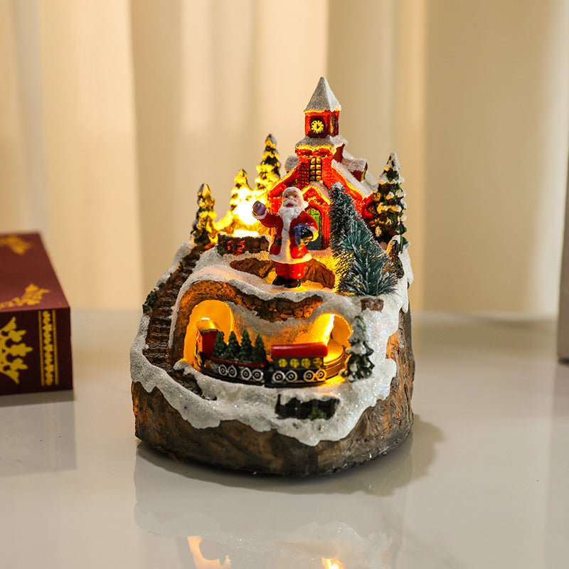 Wintry Village with Moving Train and LED Light Designs-Elderly-Theone Apparel