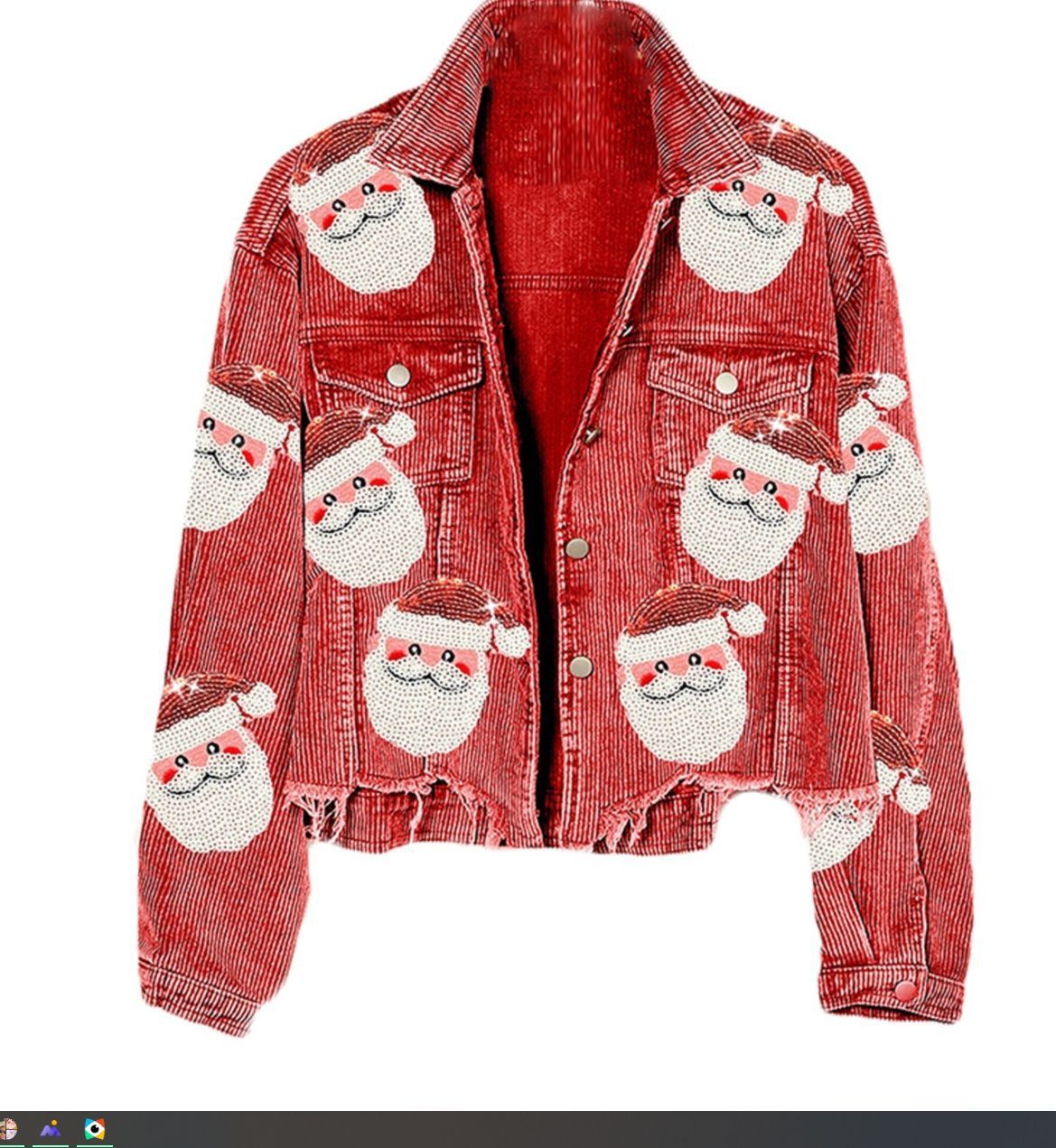 Women's Corduroy Christmas Themed Button Up Shirt in Various Colors-Red-Theone Apparel