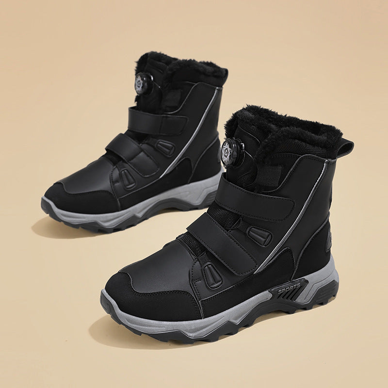 Bottes de neige doublées en fausse fourrure pour femmes avec des sangles velcro