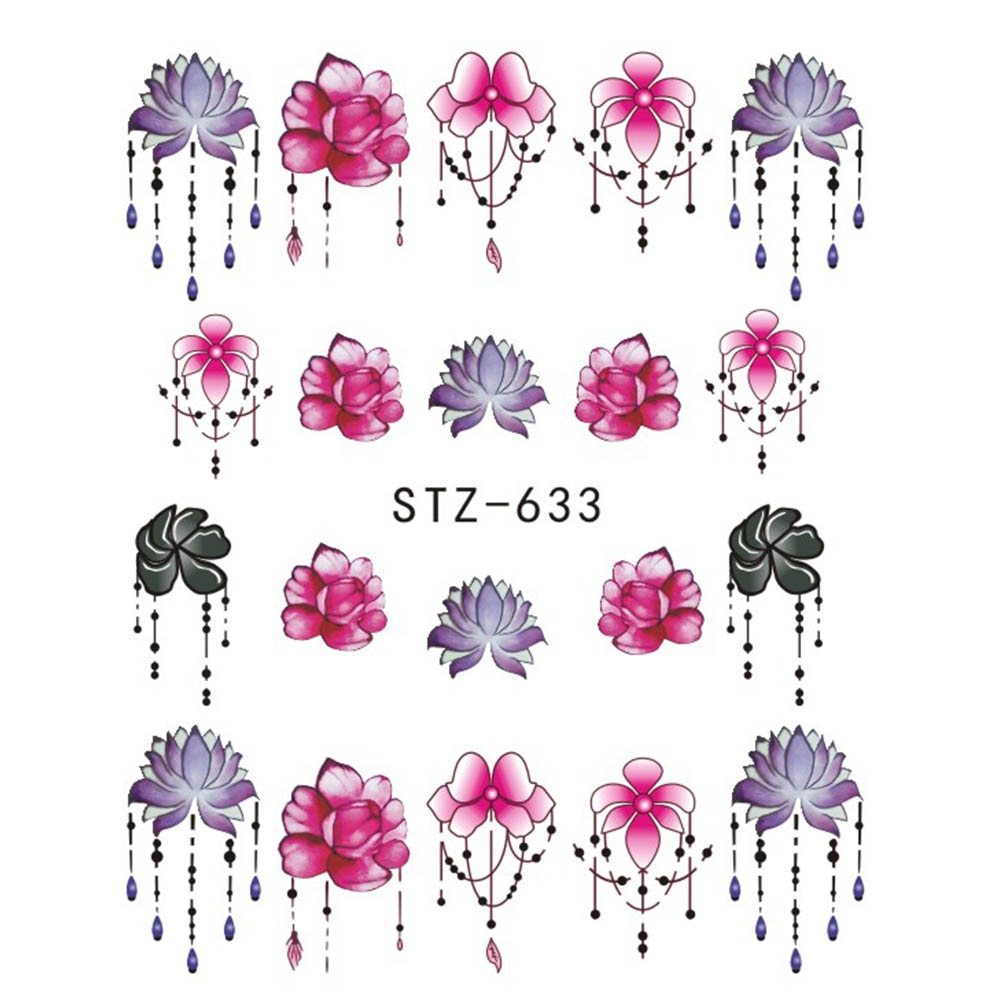 Women's Floral Nail Stickers for Accent Nails and False Nails-STZ 633-Theone Apparel