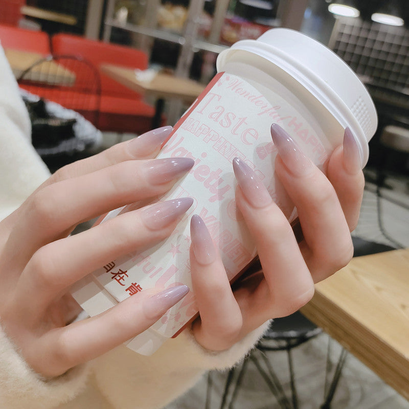 Women's Long Almond Shaped Nail Set with Gradient Colors-Purple-Theone Apparel