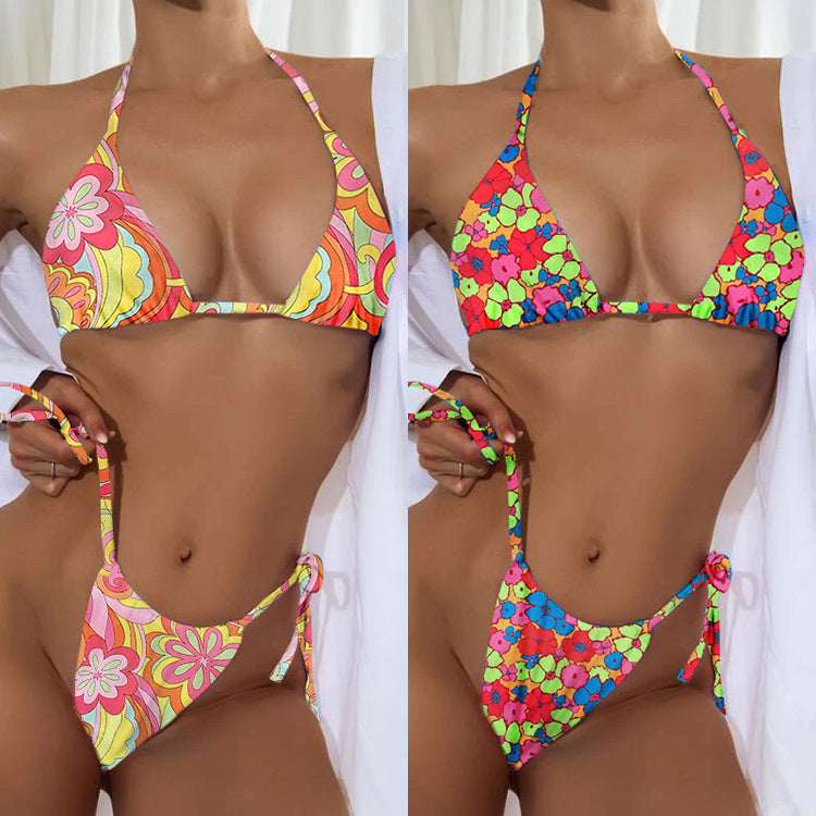 Women's Two Piece Neon Color High Waist String Bikini-Theone Apparel
