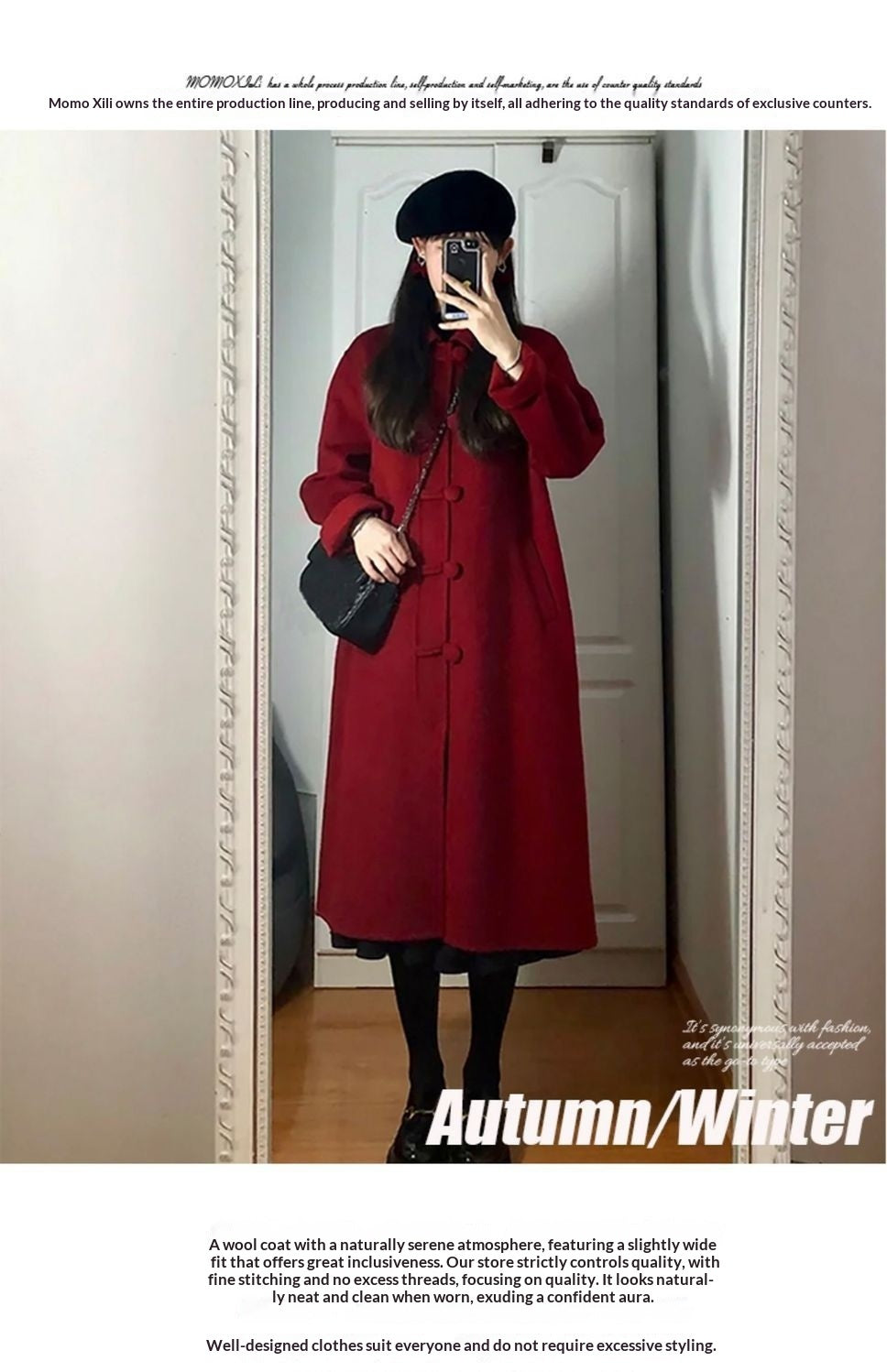 Petite Hepburn Style Mid-length Woolen Coat