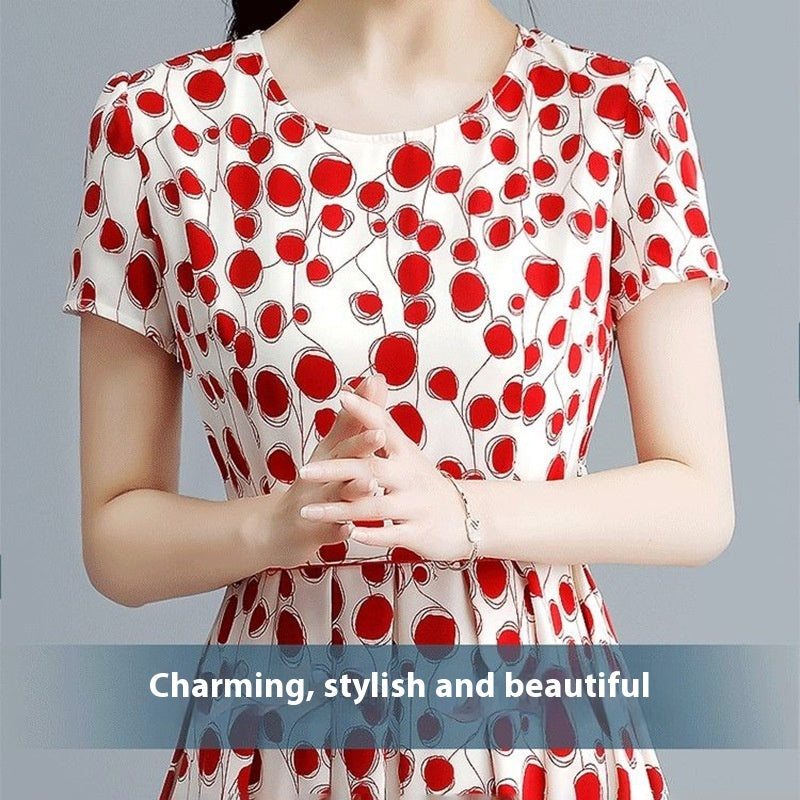 High-end Polka Dot Ice Silk Dress voor luxueuze zomerstyling