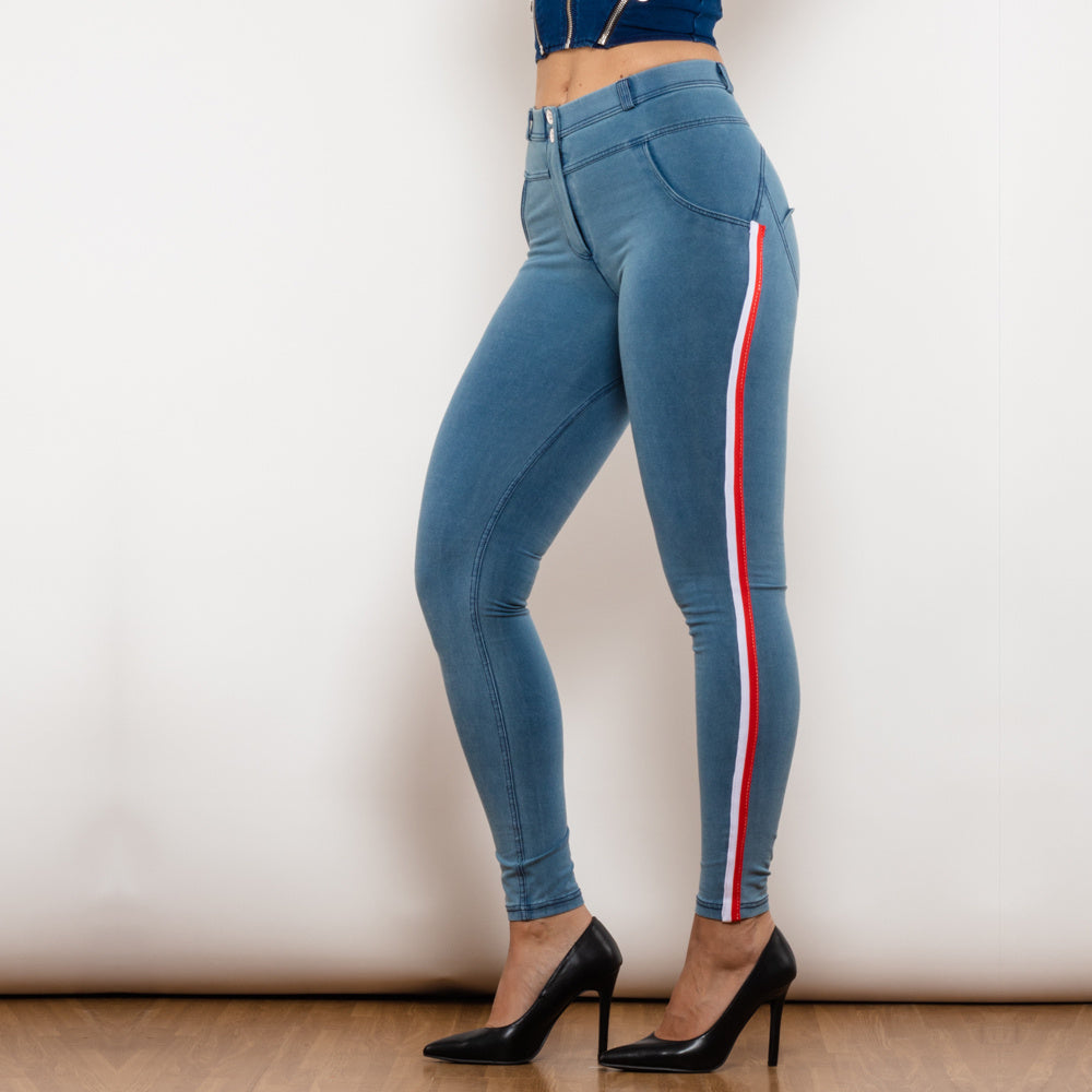 jeggings قلم رصاص سوداء مع تصميم نحيف مخطط