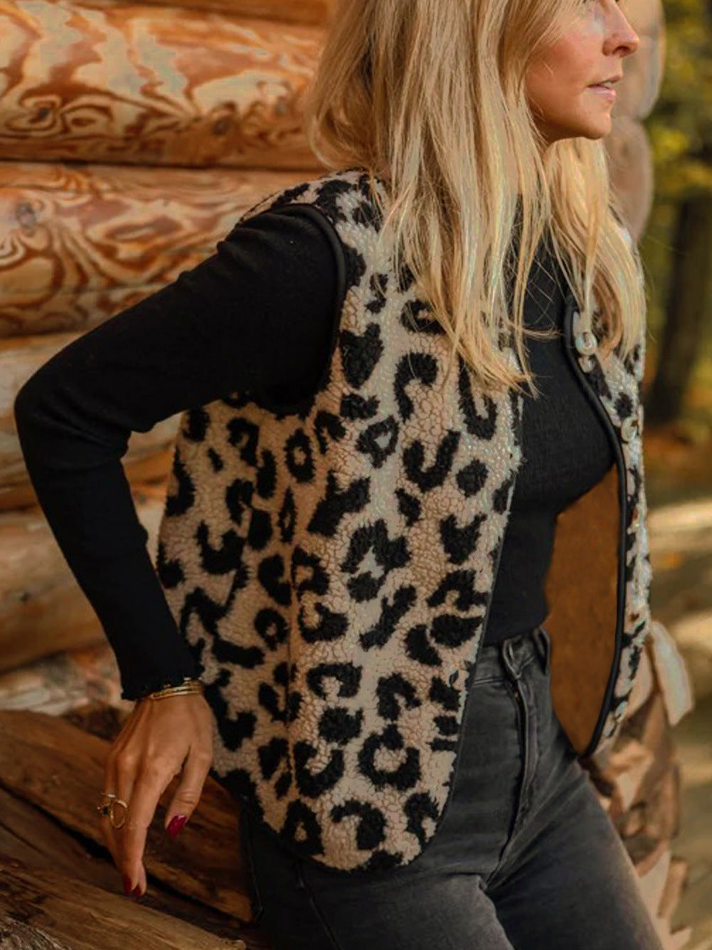 Elegant Leopard Fur Vest For Women