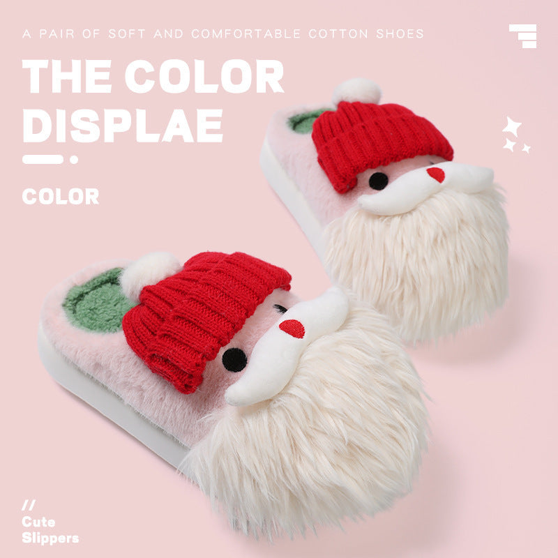 Super Soft and Fluffy White and Red Santa Clause 3D Slippers