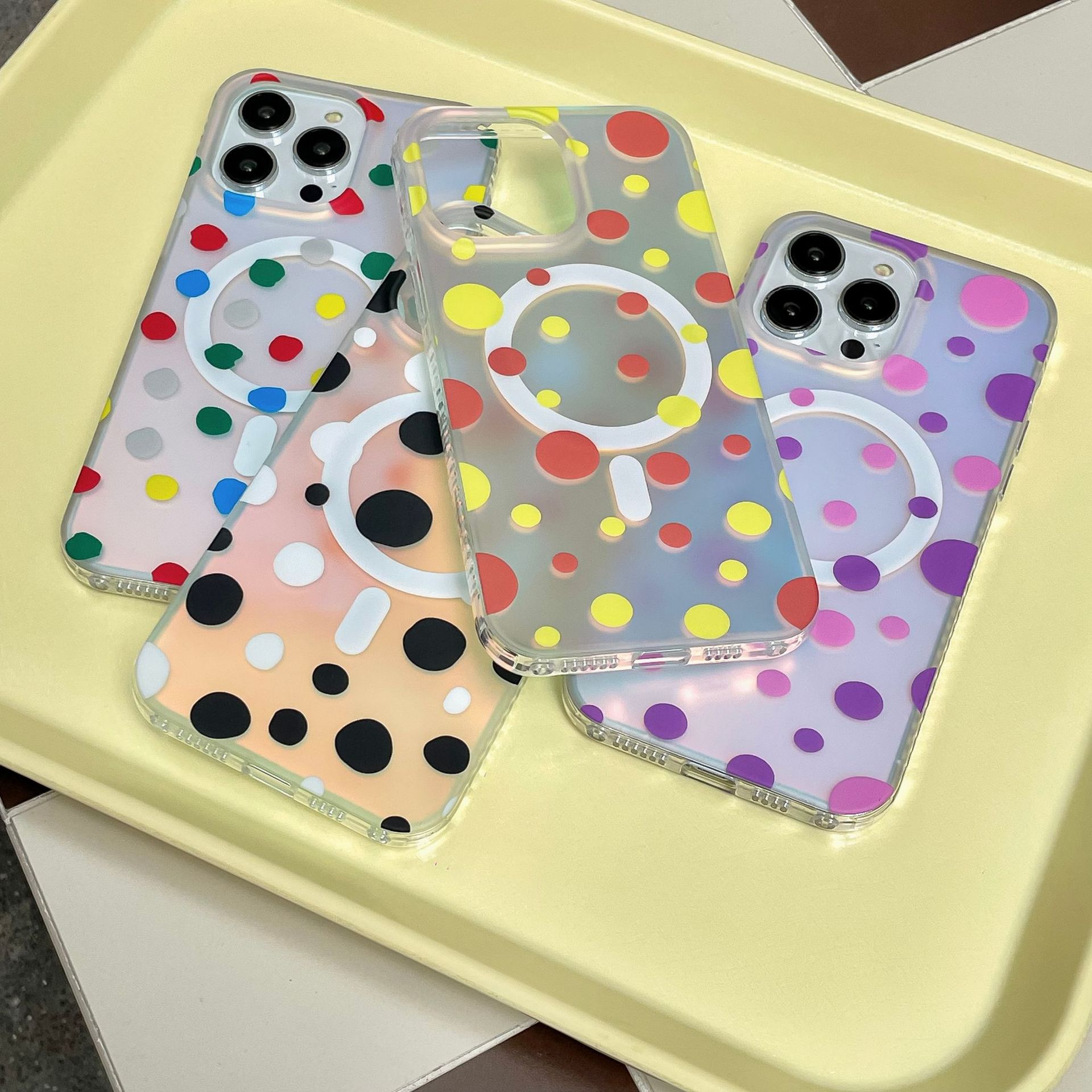 Magnetic Polka Dot Shock?Resistant TPU Phone Case For iPhone