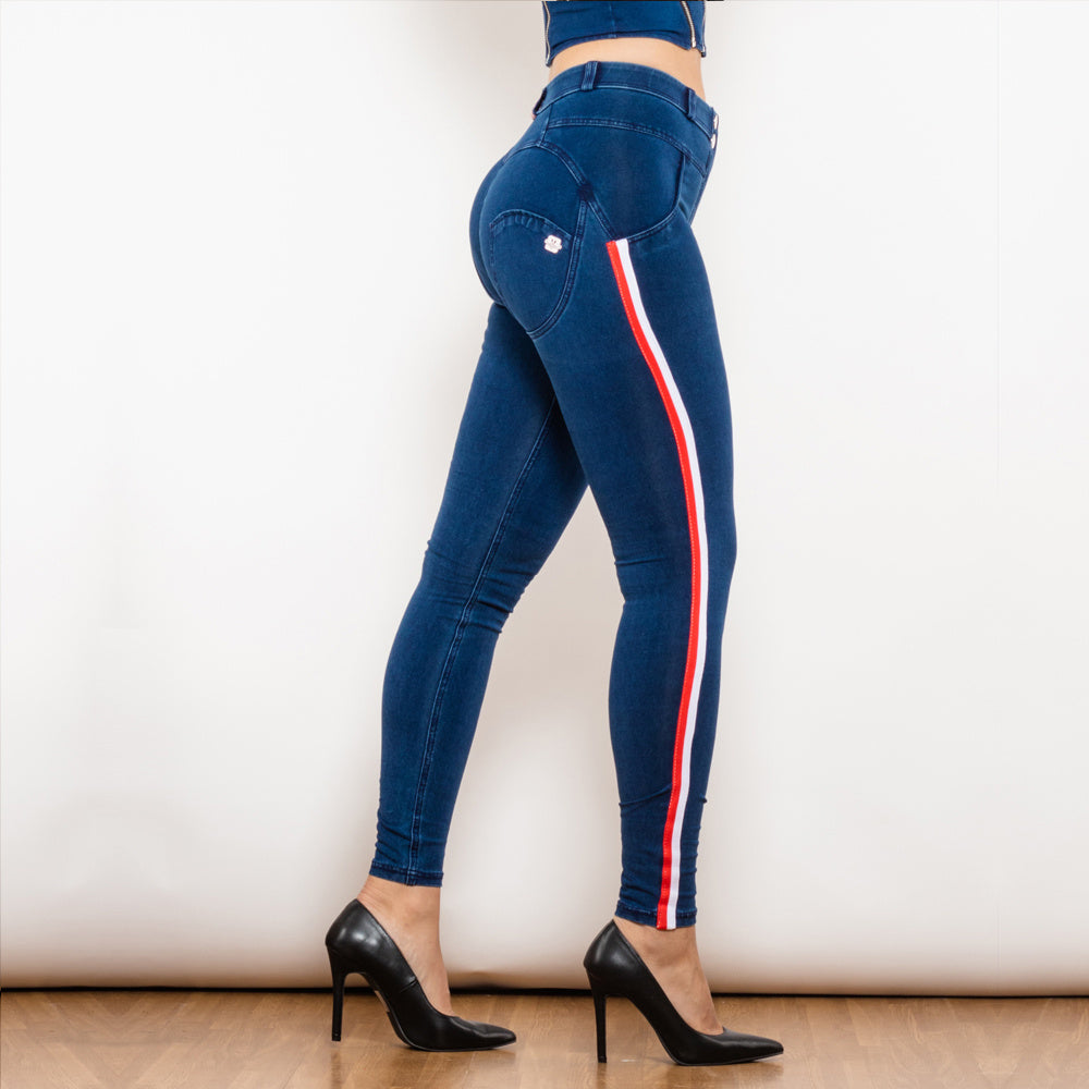 jeggings قلم رصاص سوداء مع تصميم نحيف مخطط