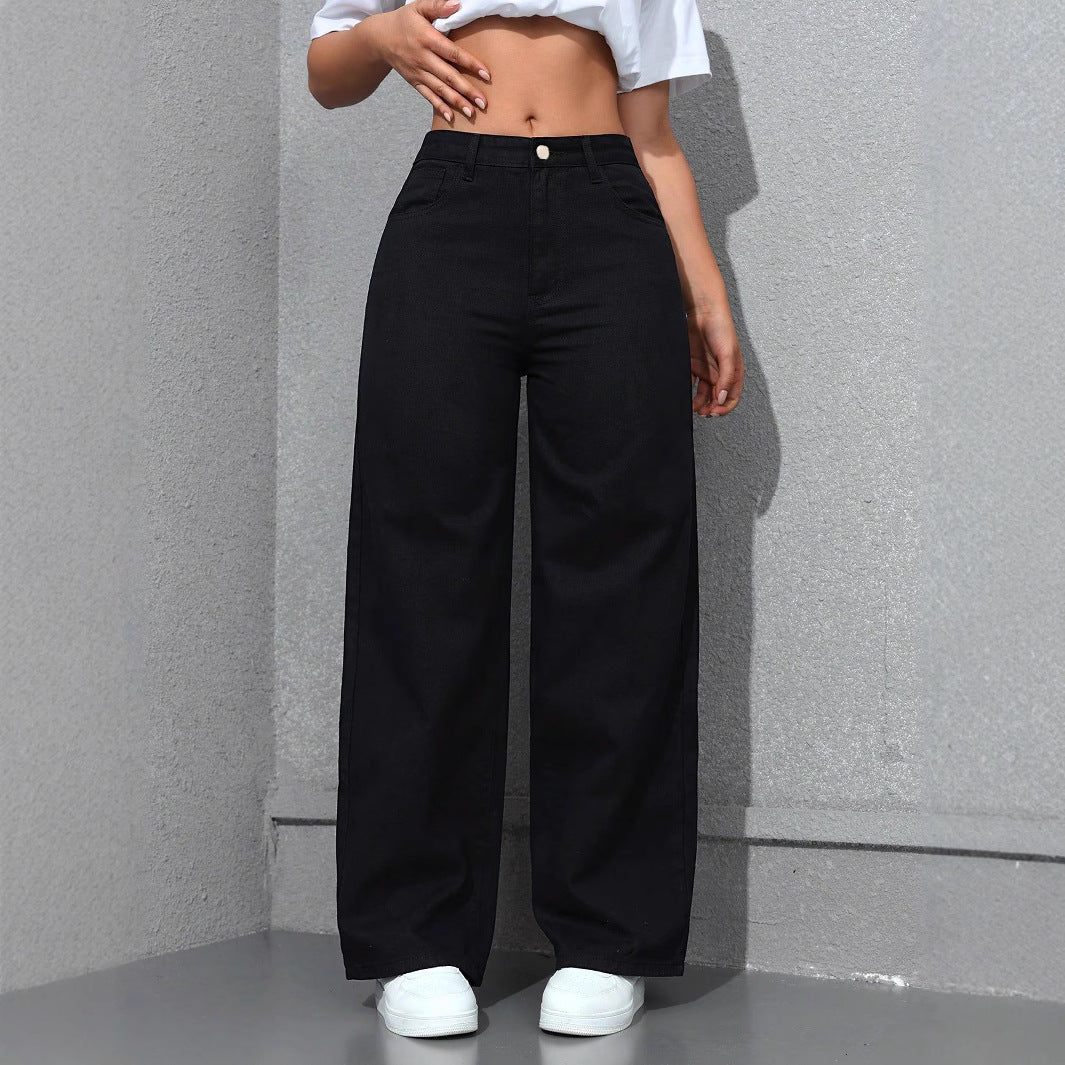 Pantalon de jean à jambes larges à jambe large et lâche détendue pour le confort