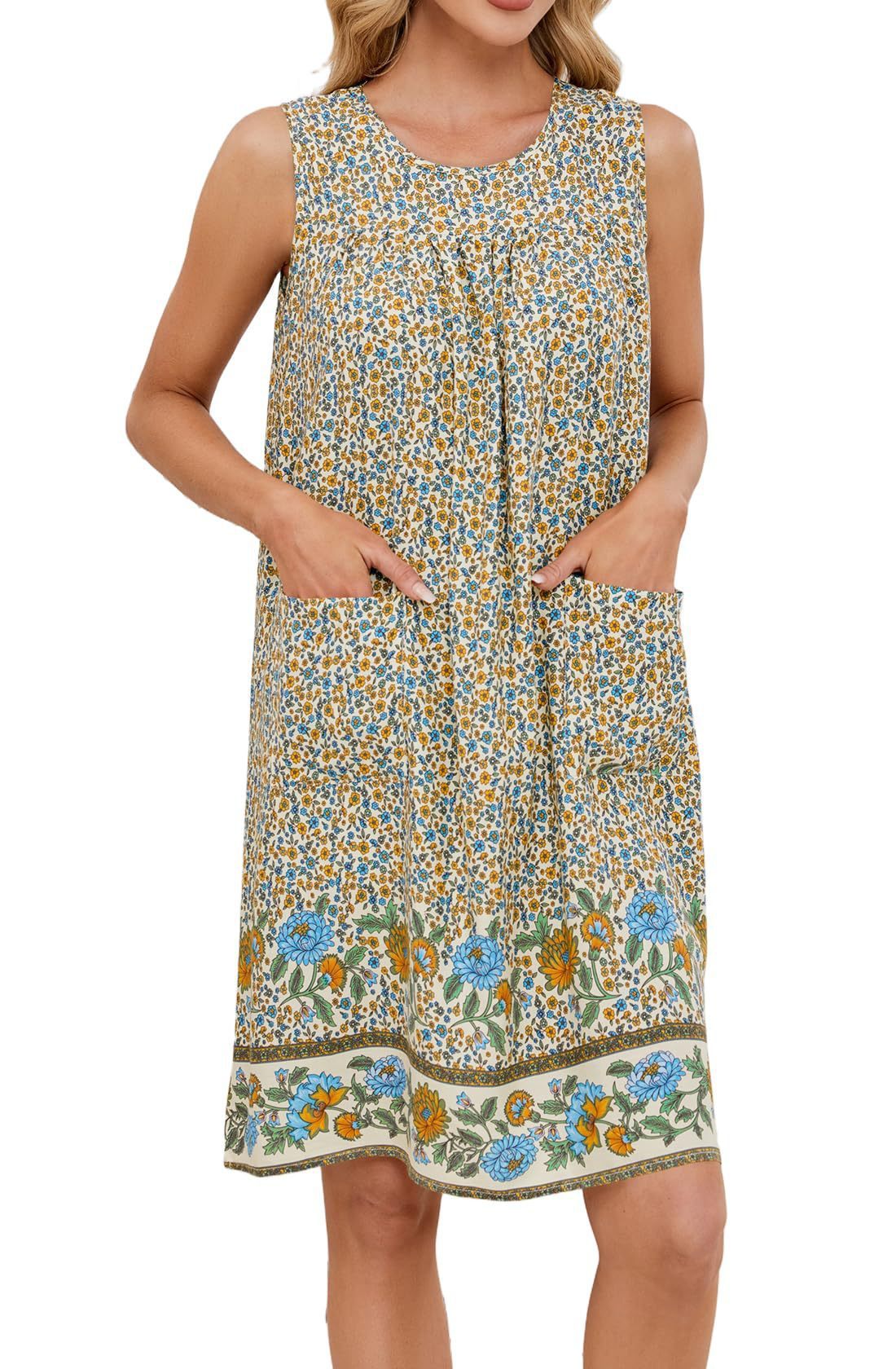 Robe florale verte claire avec poches et vibration chic