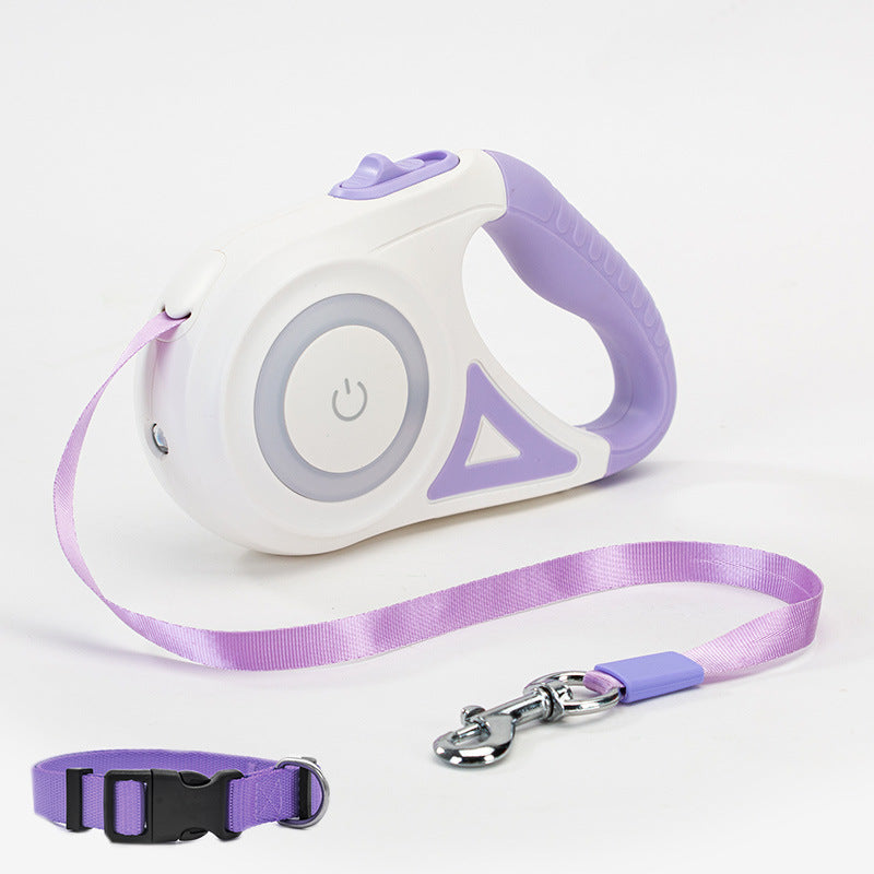 Retractable Dog Leash With Spotlight And Collar For Safety