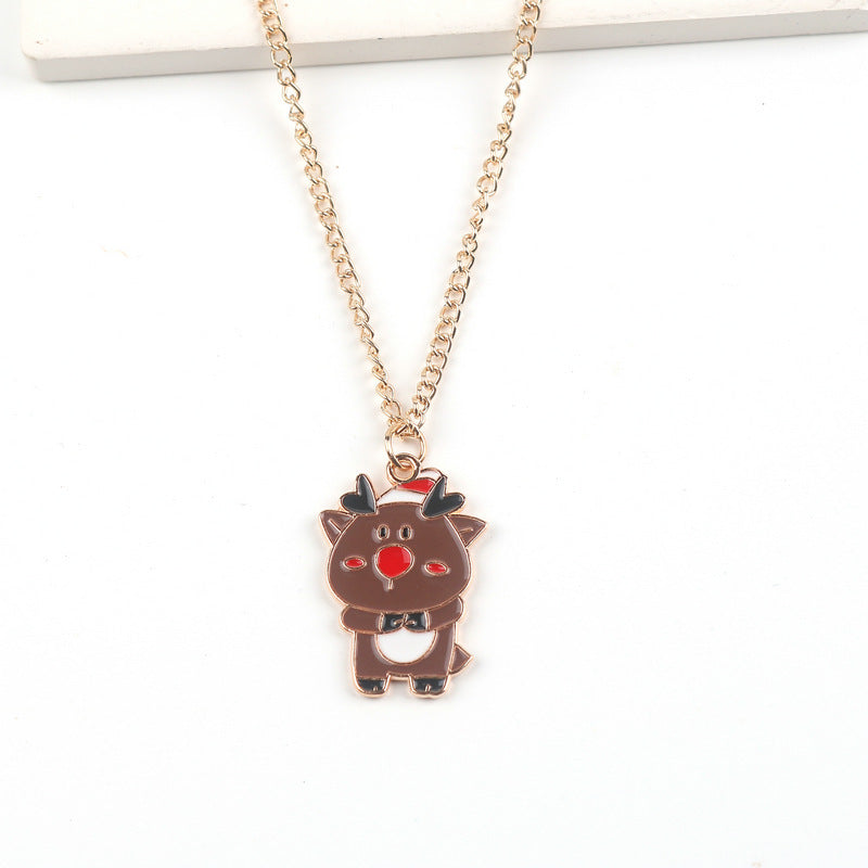 Cute Christmas Character Chain Pendant Necklace for Women & Kids in Assorted Styles