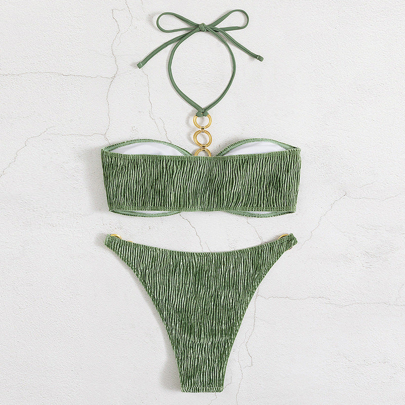 Biquíni de moda de inspiração européia para os dias de praia de verão femininos
