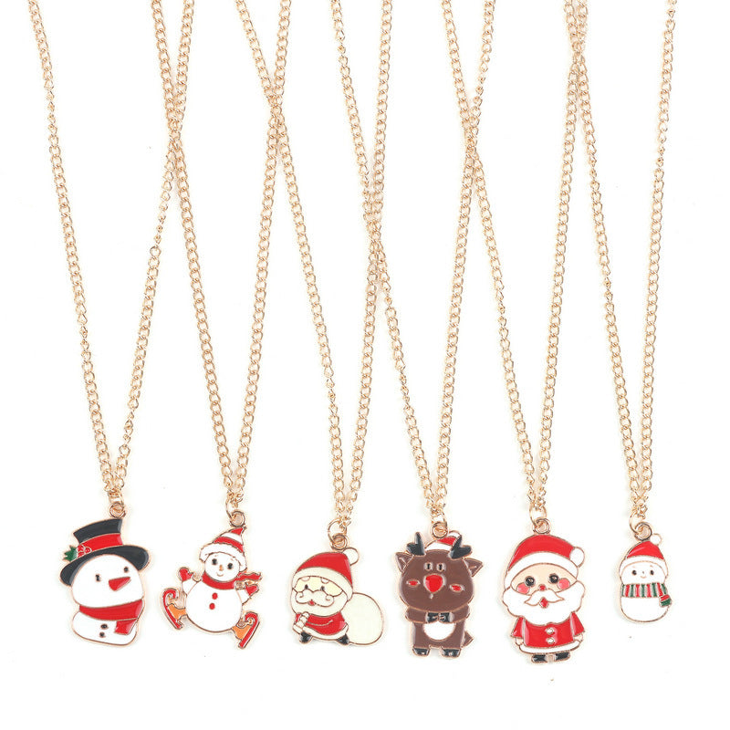 Cute Christmas Character Chain Pendant Necklace for Women & Kids in Assorted Styles