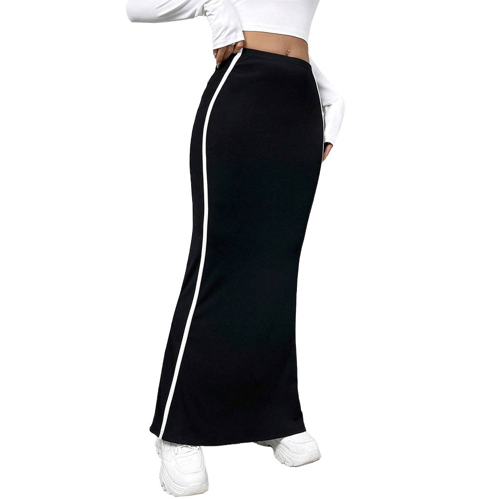 Female Elegant Contrasting Color Design Half Skirt