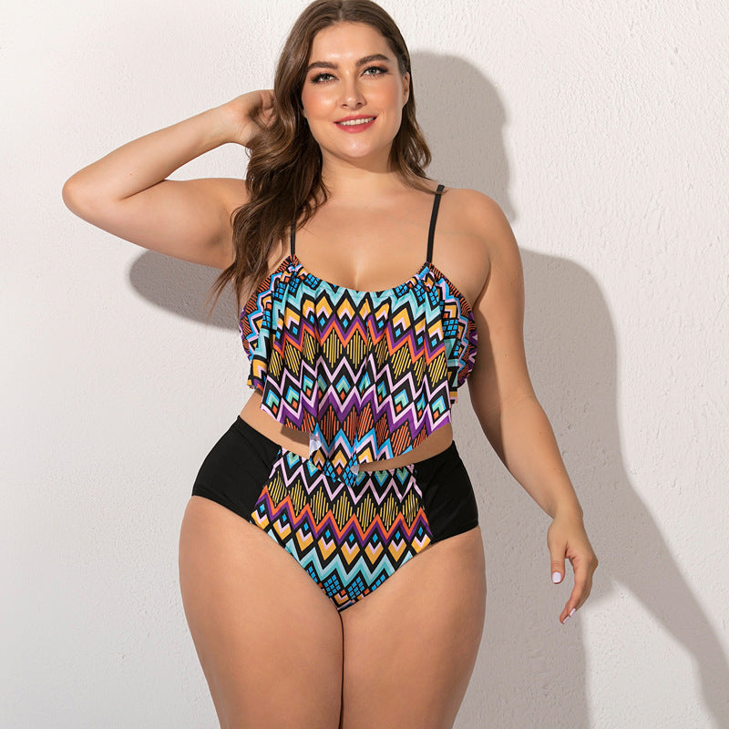 Women's Plus Size Two Piece Peach Themed Swimsuit