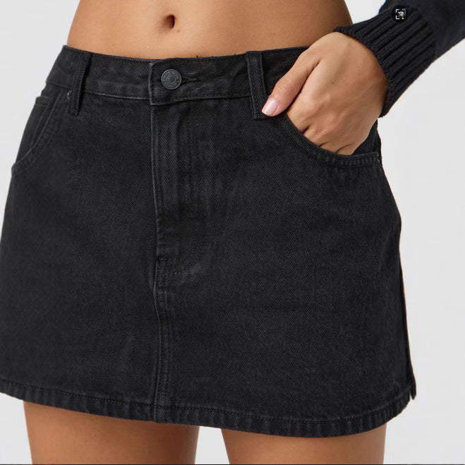 Stretch gewassen denim korte rok voor casual comfort