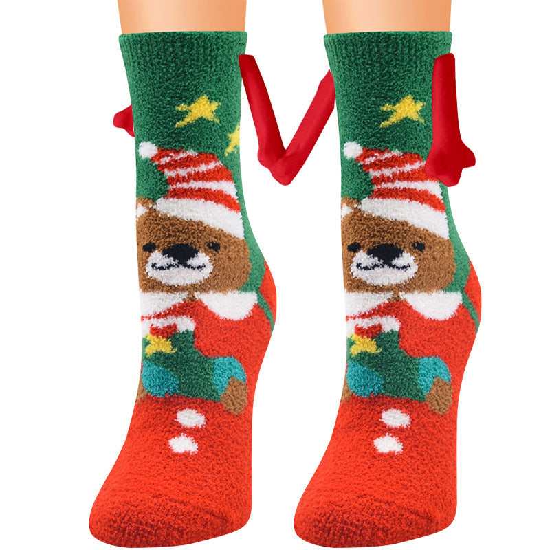 Adorable 3D Soft Fleece Crew Socks with Penguin Designs