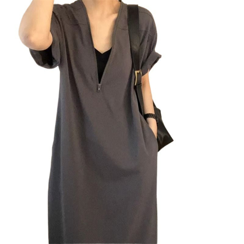 Premium Retro Hepburn Style Dress with Zipper Closure
