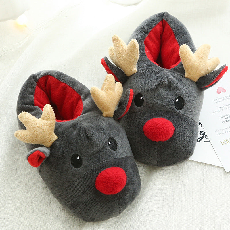 Full Foot Slip On Reindeer House Slippers with Warm Fleece Lining