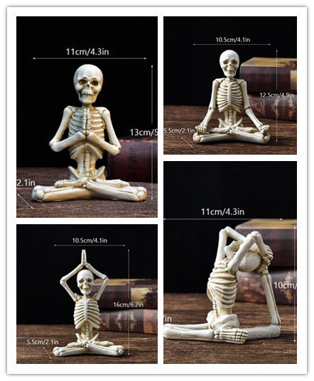 Skeleton in Yoga Poses Halloween Decorations with Non-Slip Base