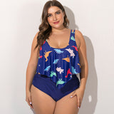 Women's Plus Size Two Piece Peach Themed Swimsuit