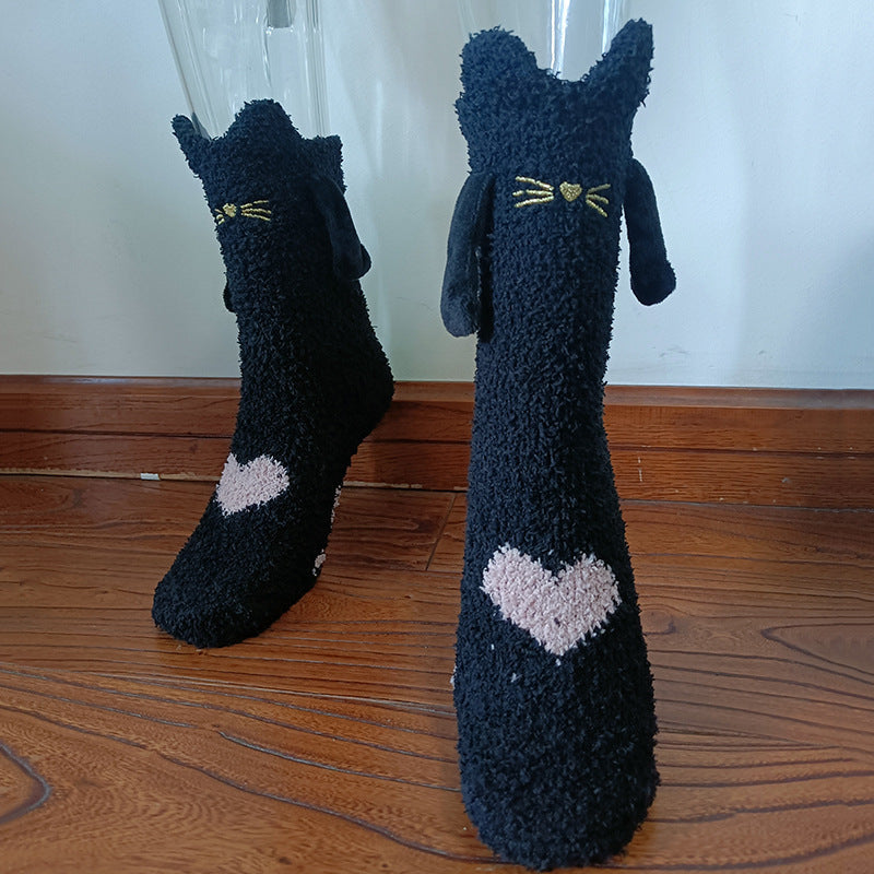 Adorable 3D Soft Fleece Crew Socks with Penguin Designs