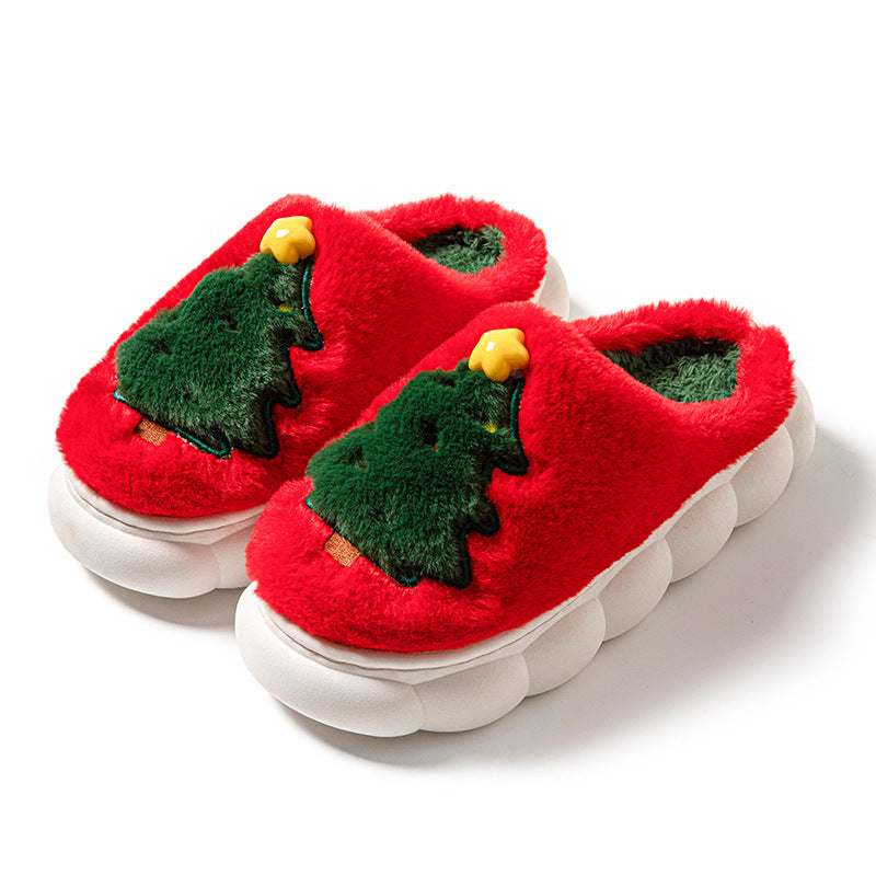 Ultra Plush and Soft Christmas Tree House Slippers with Traction Soles