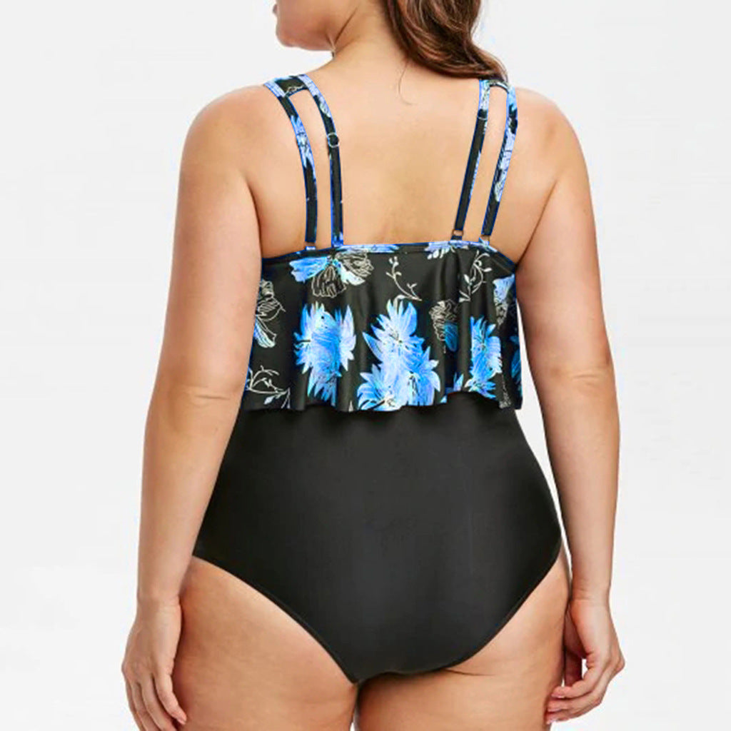 High-Tail Lotus print uit één stuk zwempak voor elegante flair