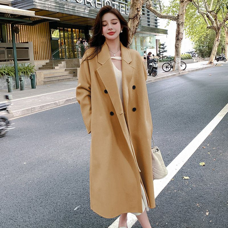 Double-faced Cashmere Wool Coat For Women In Autumn And Winter