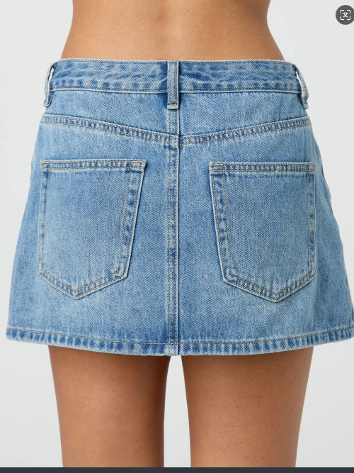 Stretch gewassen denim korte rok voor casual comfort