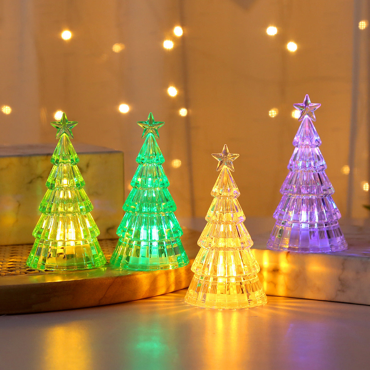 Modern Transparent Light-Up Plastic Christmas Tree Decoration in Assorted Colors