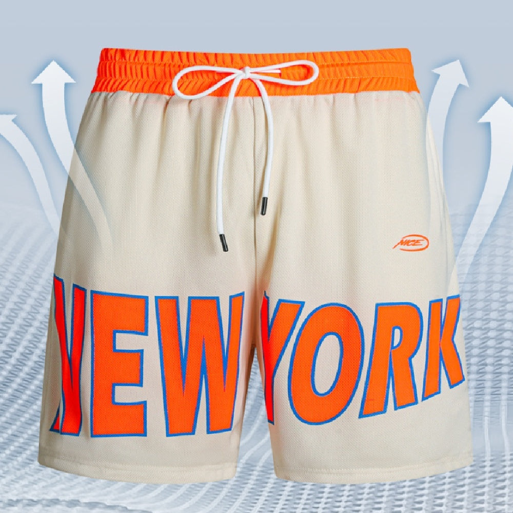 Breathable Mesh Shorts with Bold Letter Print Design