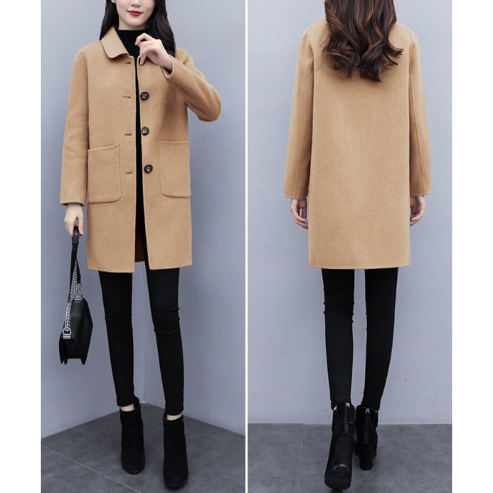 Loose Mid-Length Oversized Wool Coat For Women
