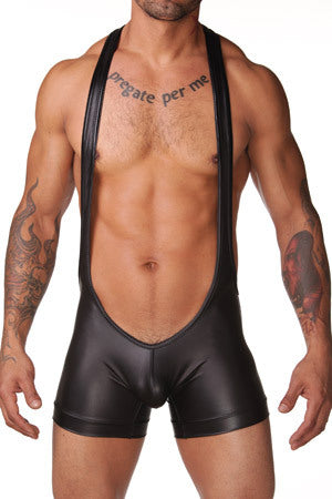 Faux Leather Suspender Boxer Briefs