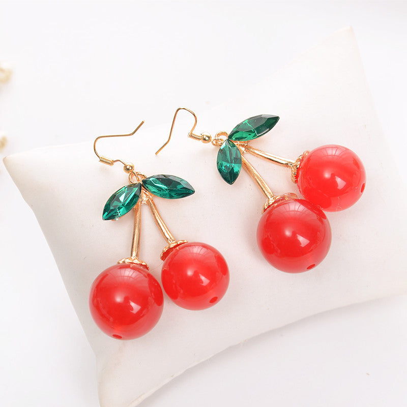 Faux Crystal Cherry Earrings