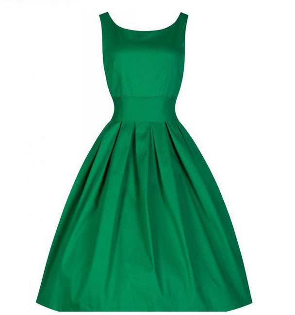 Pleated Scoop Neck A Line Dress