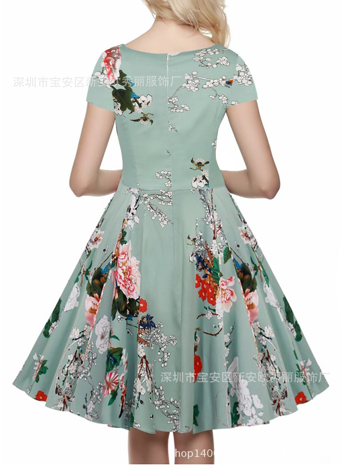 Mint Green Floral Sweetheart Dress