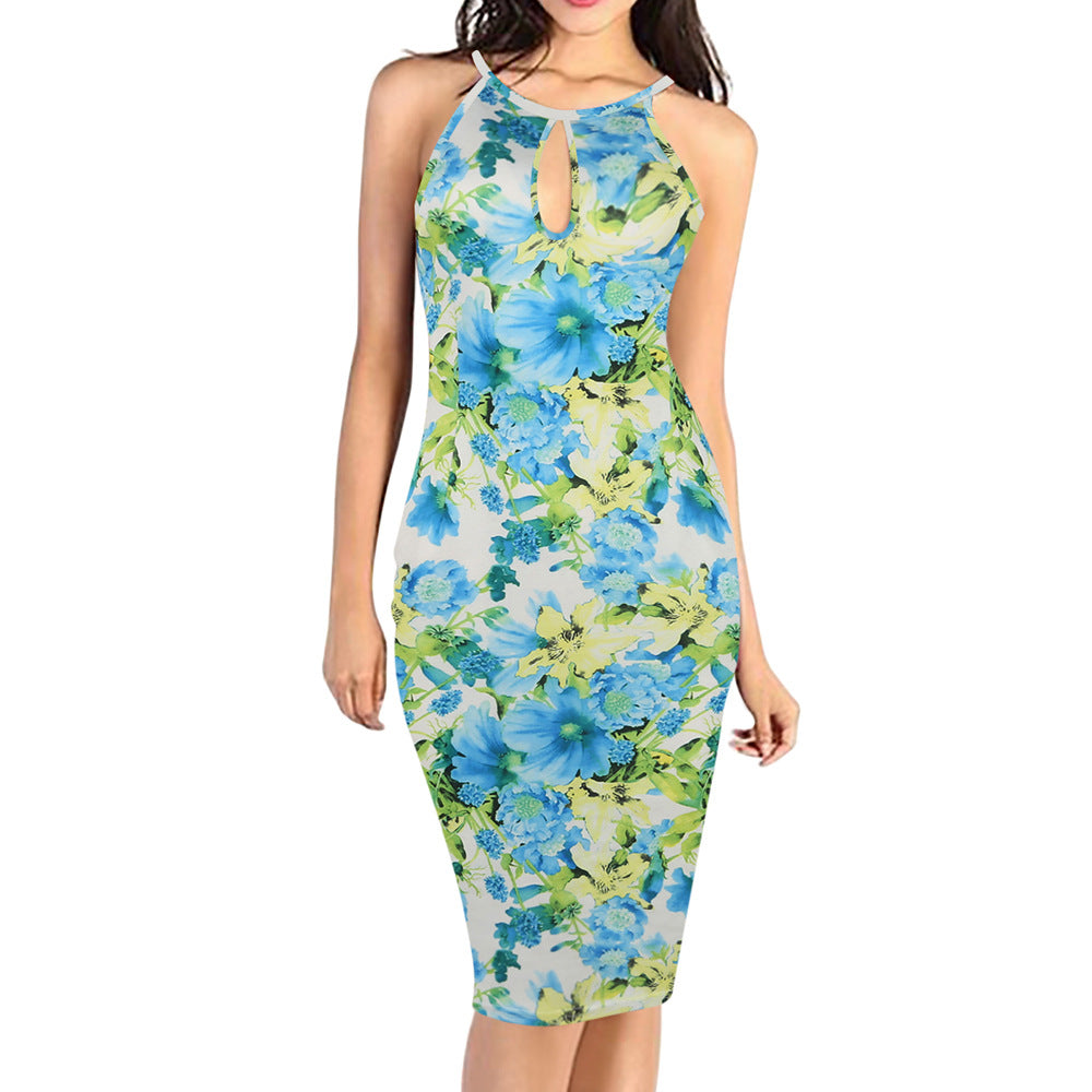 Floral Keyhole Neck Sheath Dress