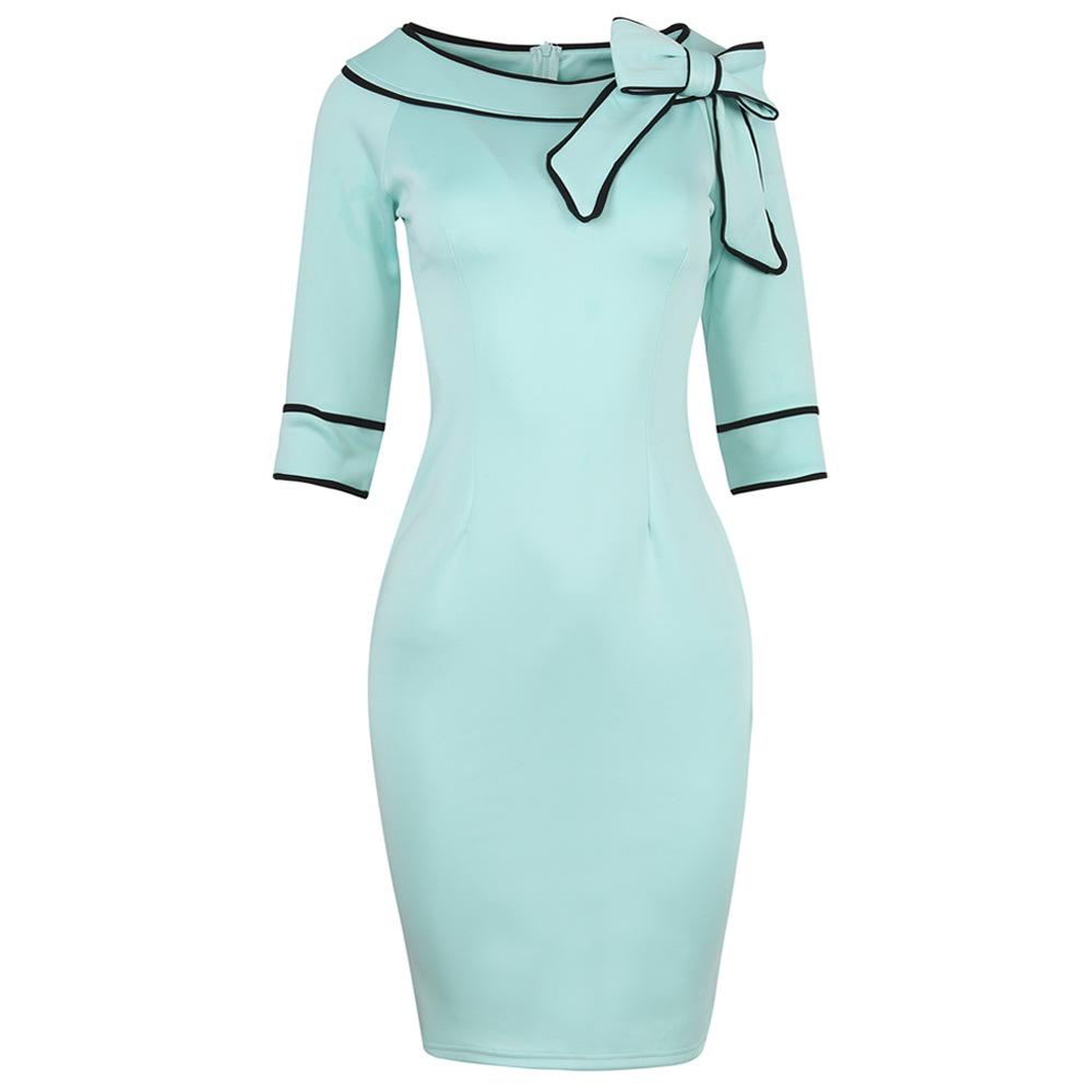 Portrait Collar Bow Sheath Dress