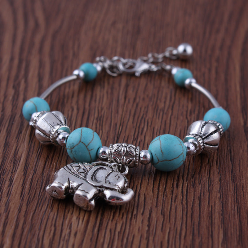 Turquoise Elephant Charm Bracelet