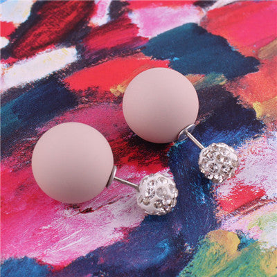 Boucles d'oreilles à double face sphère pastel