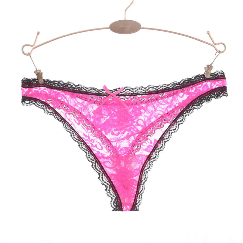 Panty de string de conception florale de garniture en dentelle