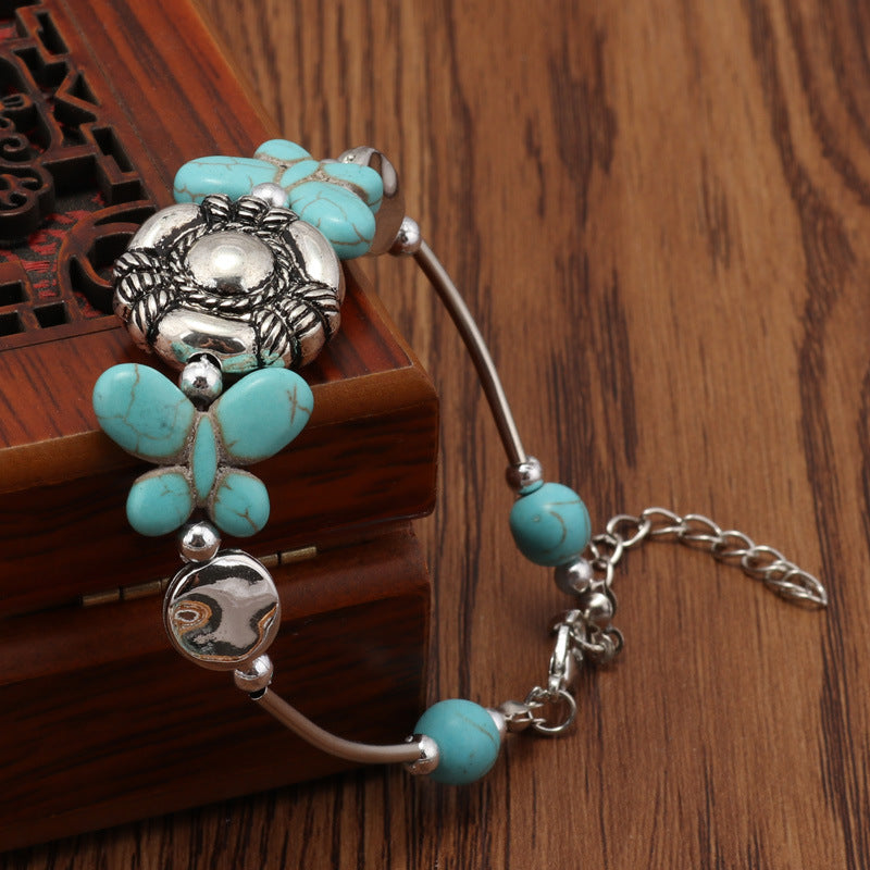 Turquoise Butterfly Beaded Bracelet