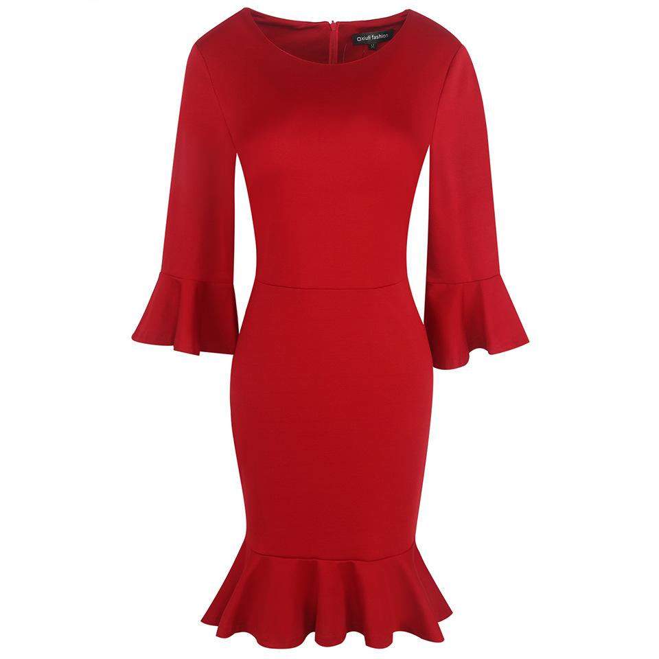 Ruffle Sleeve & Hem Sheath Dress