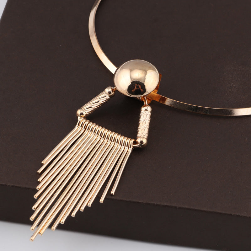 Geomatric Metallic Tassel Necklace